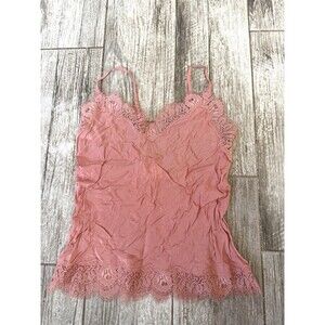 Y2K  Victorias Secret Lace Trim Crinkle Cami Tank Top Satin Coquette Fairy